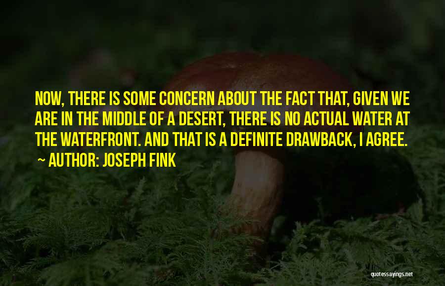 Joseph Fink Quotes: Now, There Is Some Concern About The Fact That, Given We Are In The Middle Of A Desert, There Is