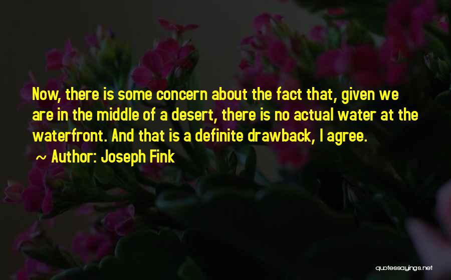 Joseph Fink Quotes: Now, There Is Some Concern About The Fact That, Given We Are In The Middle Of A Desert, There Is