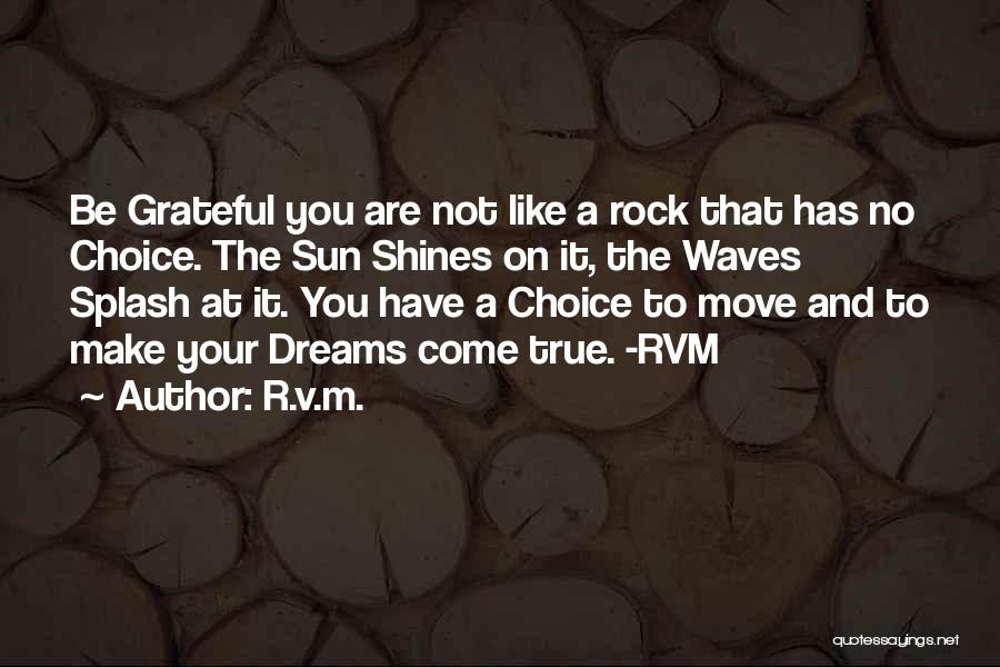 R.v.m. Quotes: Be Grateful You Are Not Like A Rock That Has No Choice. The Sun Shines On It, The Waves Splash