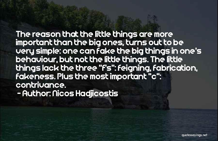 Nicos Hadjicostis Quotes: The Reason That The Little Things Are More Important Than The Big Ones, Turns Out To Be Very Simple: One