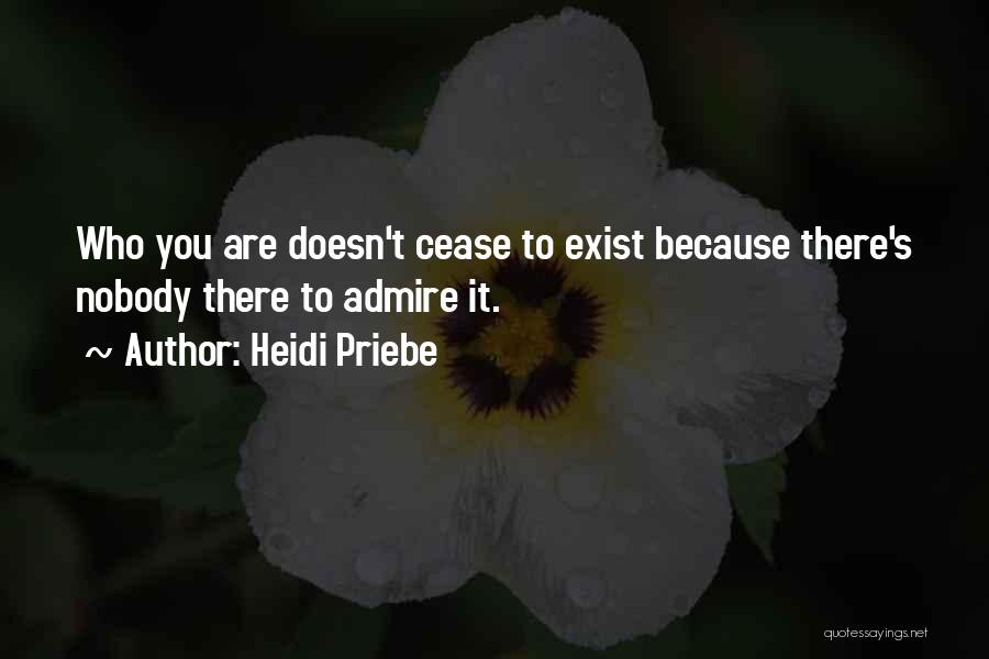 Heidi Priebe Quotes: Who You Are Doesn't Cease To Exist Because There's Nobody There To Admire It.