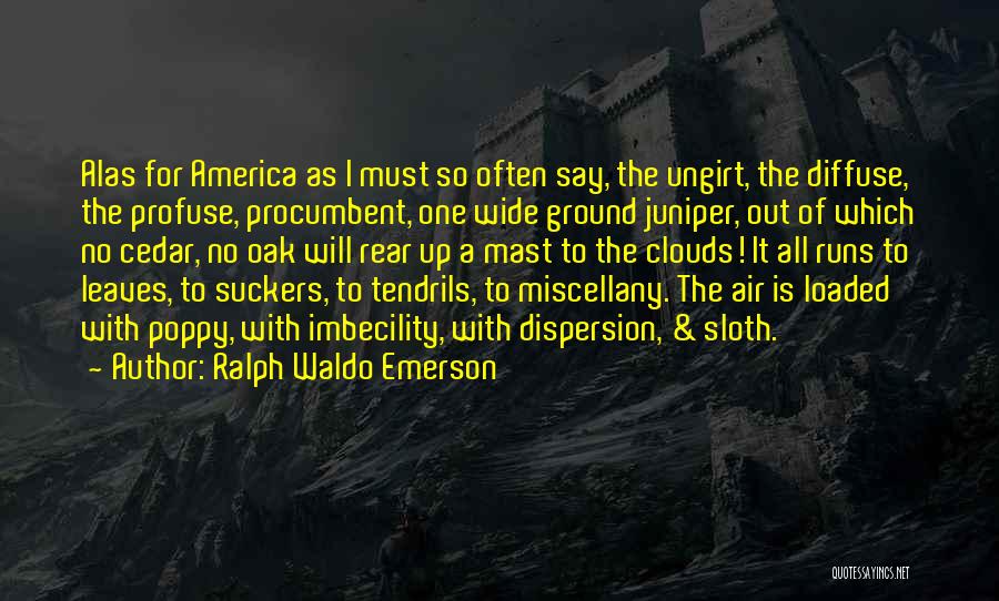 Ralph Waldo Emerson Quotes: Alas For America As I Must So Often Say, The Ungirt, The Diffuse, The Profuse, Procumbent, One Wide Ground Juniper,