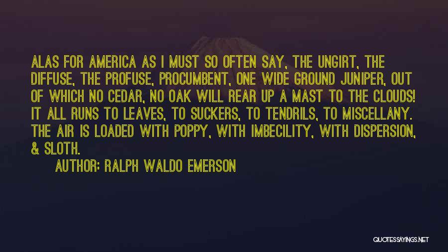 Ralph Waldo Emerson Quotes: Alas For America As I Must So Often Say, The Ungirt, The Diffuse, The Profuse, Procumbent, One Wide Ground Juniper,