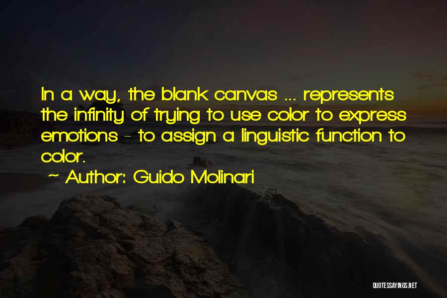 Guido Molinari Quotes: In A Way, The Blank Canvas ... Represents The Infinity Of Trying To Use Color To Express Emotions - To