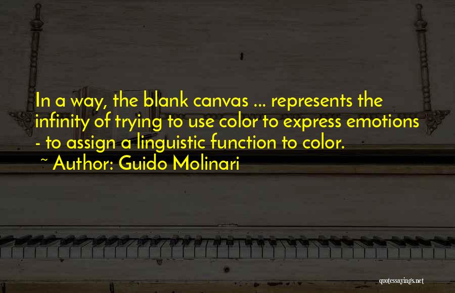 Guido Molinari Quotes: In A Way, The Blank Canvas ... Represents The Infinity Of Trying To Use Color To Express Emotions - To