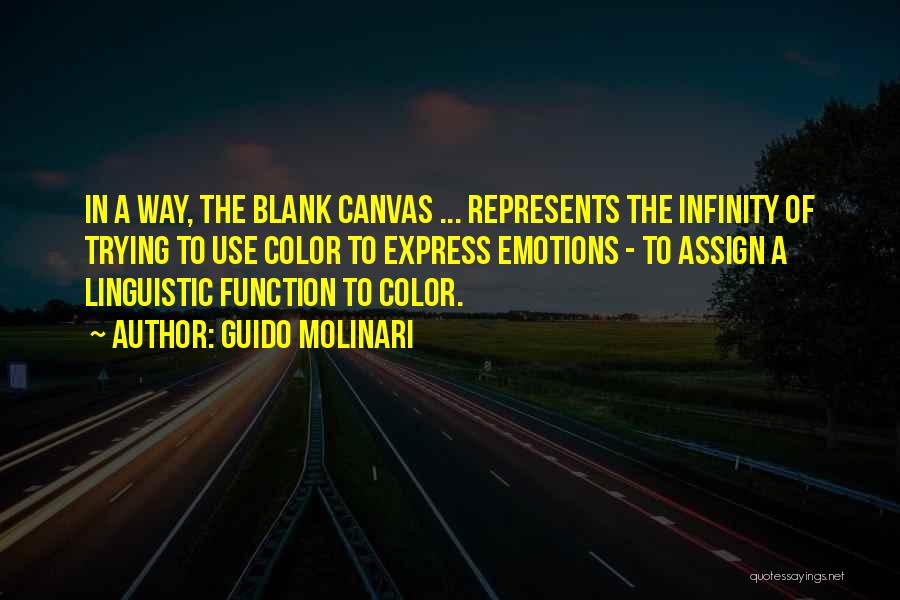 Guido Molinari Quotes: In A Way, The Blank Canvas ... Represents The Infinity Of Trying To Use Color To Express Emotions - To