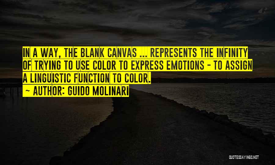 Guido Molinari Quotes: In A Way, The Blank Canvas ... Represents The Infinity Of Trying To Use Color To Express Emotions - To