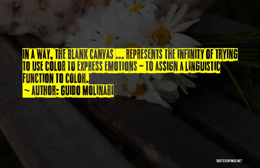 Guido Molinari Quotes: In A Way, The Blank Canvas ... Represents The Infinity Of Trying To Use Color To Express Emotions - To