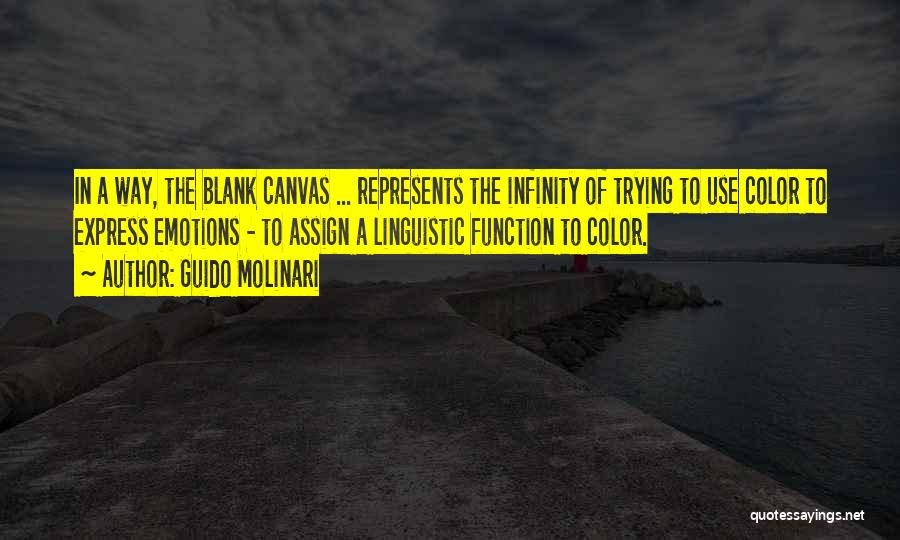 Guido Molinari Quotes: In A Way, The Blank Canvas ... Represents The Infinity Of Trying To Use Color To Express Emotions - To