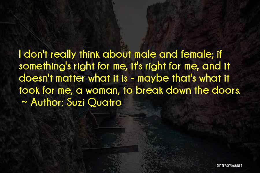 Suzi Quatro Quotes: I Don't Really Think About Male And Female; If Something's Right For Me, It's Right For Me, And It Doesn't