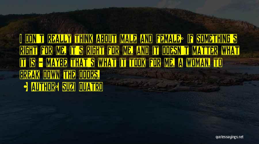 Suzi Quatro Quotes: I Don't Really Think About Male And Female; If Something's Right For Me, It's Right For Me, And It Doesn't