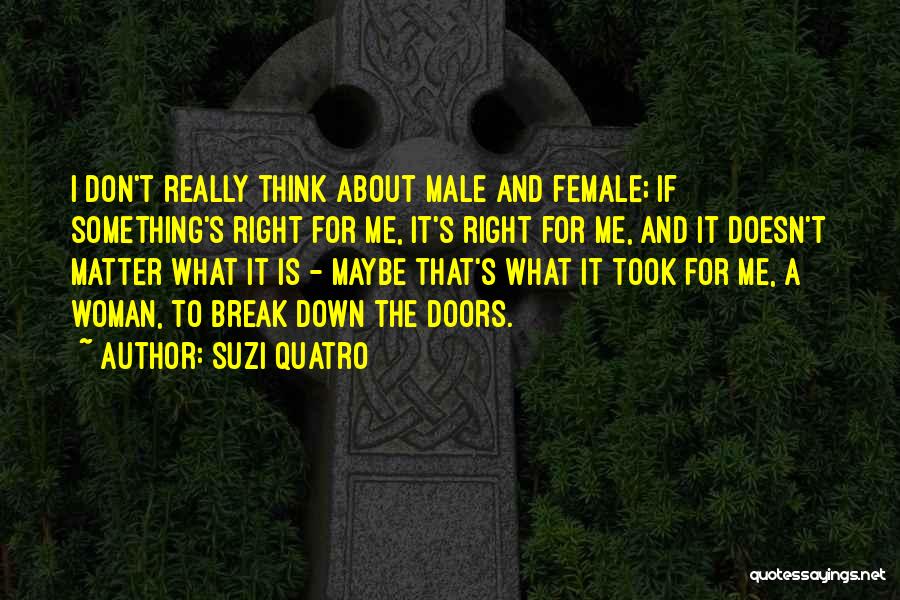 Suzi Quatro Quotes: I Don't Really Think About Male And Female; If Something's Right For Me, It's Right For Me, And It Doesn't