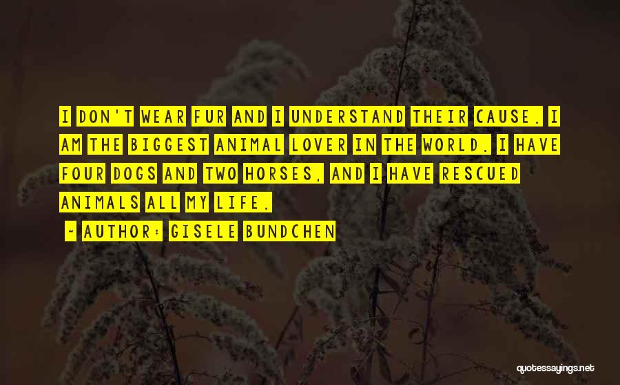 Gisele Bundchen Quotes: I Don't Wear Fur And I Understand Their Cause. I Am The Biggest Animal Lover In The World. I Have
