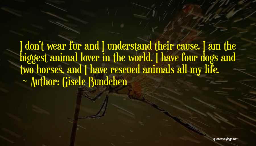 Gisele Bundchen Quotes: I Don't Wear Fur And I Understand Their Cause. I Am The Biggest Animal Lover In The World. I Have