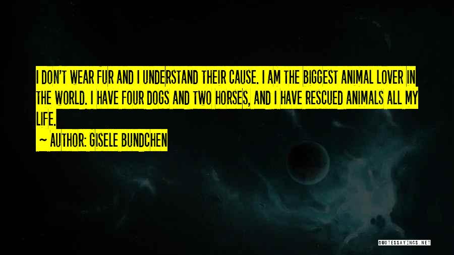 Gisele Bundchen Quotes: I Don't Wear Fur And I Understand Their Cause. I Am The Biggest Animal Lover In The World. I Have