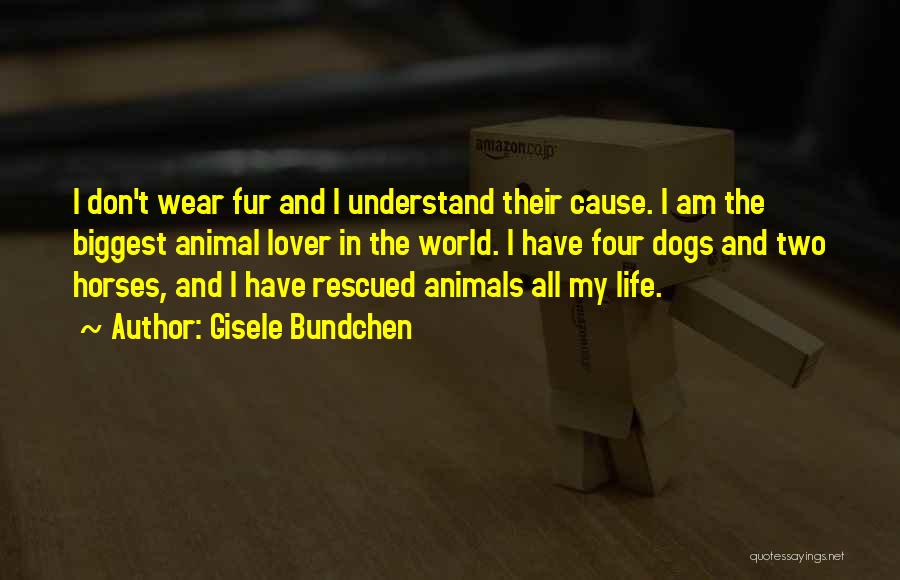 Gisele Bundchen Quotes: I Don't Wear Fur And I Understand Their Cause. I Am The Biggest Animal Lover In The World. I Have