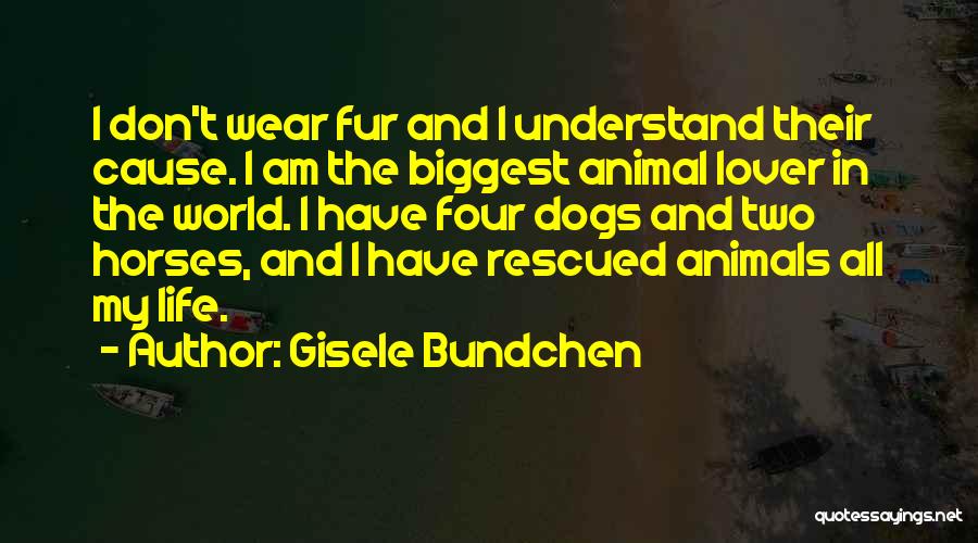 Gisele Bundchen Quotes: I Don't Wear Fur And I Understand Their Cause. I Am The Biggest Animal Lover In The World. I Have