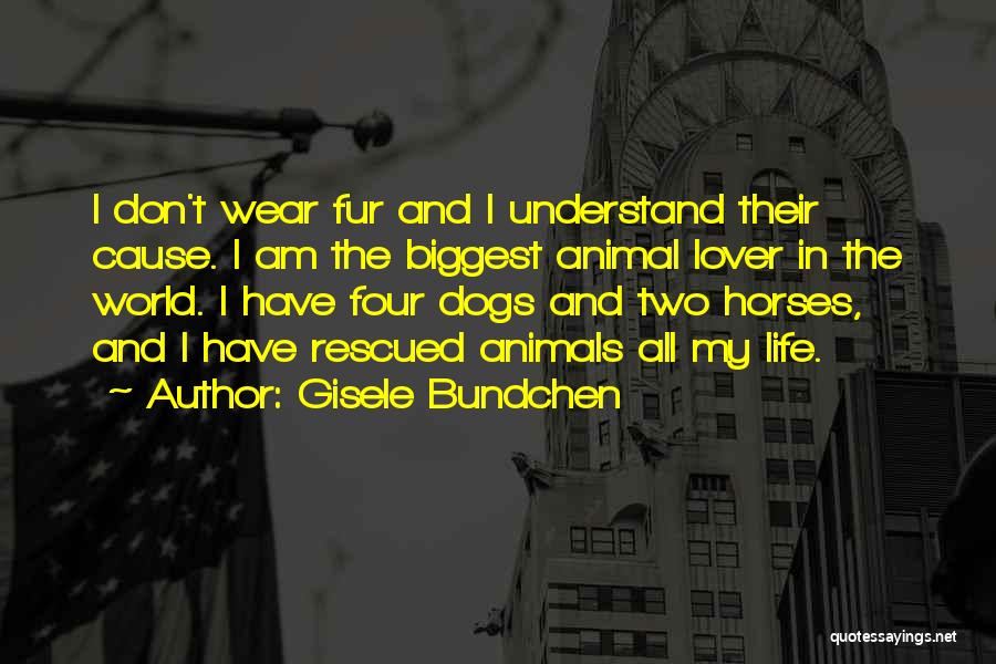 Gisele Bundchen Quotes: I Don't Wear Fur And I Understand Their Cause. I Am The Biggest Animal Lover In The World. I Have