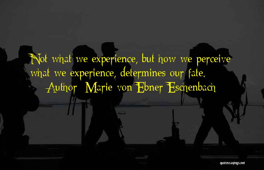 Marie Von Ebner-Eschenbach Quotes: Not What We Experience, But How We Perceive What We Experience, Determines Our Fate.