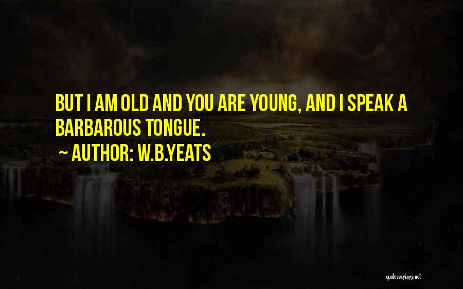 W.B.Yeats Quotes: But I Am Old And You Are Young, And I Speak A Barbarous Tongue.