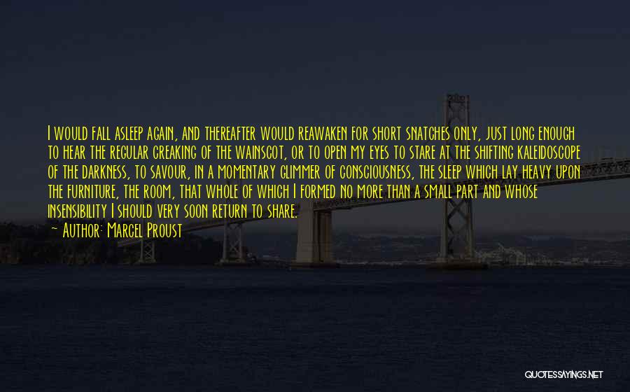 Marcel Proust Quotes: I Would Fall Asleep Again, And Thereafter Would Reawaken For Short Snatches Only, Just Long Enough To Hear The Regular