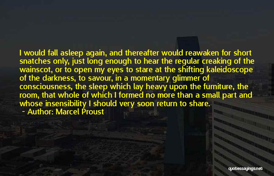 Marcel Proust Quotes: I Would Fall Asleep Again, And Thereafter Would Reawaken For Short Snatches Only, Just Long Enough To Hear The Regular