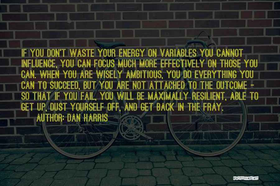 Dan Harris Quotes: If You Don't Waste Your Energy On Variables You Cannot Influence, You Can Focus Much More Effectively On Those You