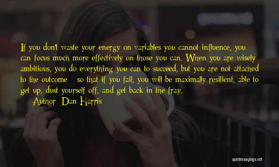 Dan Harris Quotes: If You Don't Waste Your Energy On Variables You Cannot Influence, You Can Focus Much More Effectively On Those You