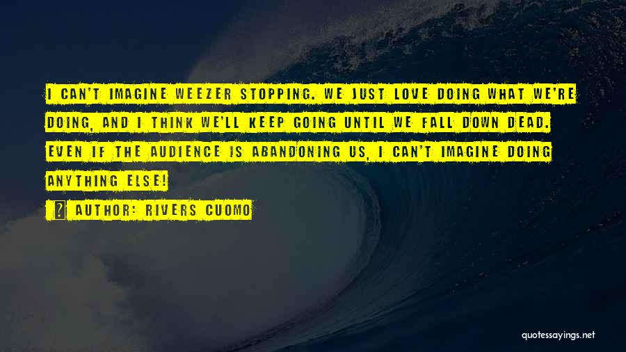 Rivers Cuomo Quotes: I Can't Imagine Weezer Stopping. We Just Love Doing What We're Doing, And I Think We'll Keep Going Until We