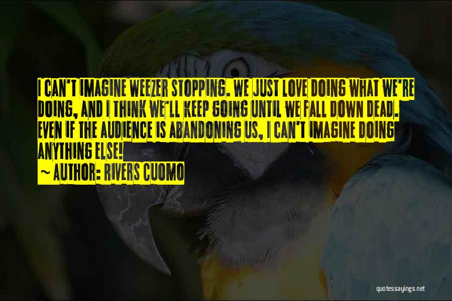 Rivers Cuomo Quotes: I Can't Imagine Weezer Stopping. We Just Love Doing What We're Doing, And I Think We'll Keep Going Until We