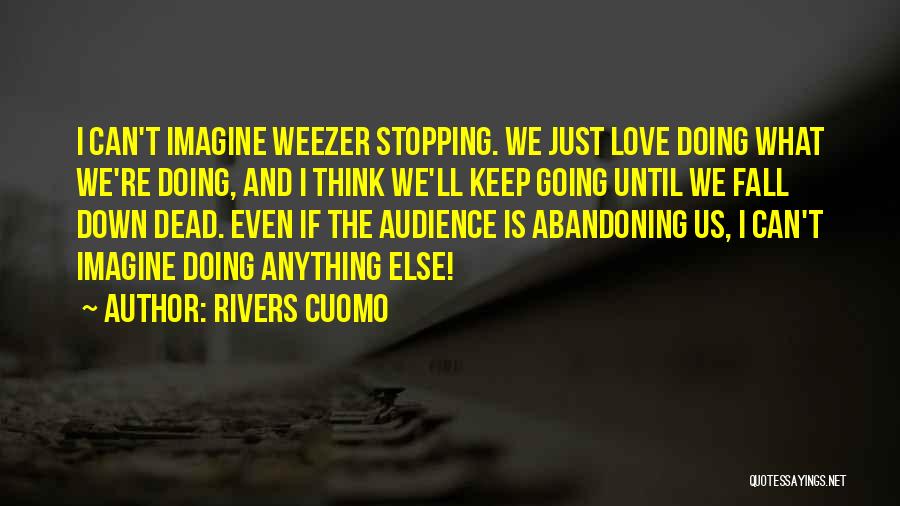 Rivers Cuomo Quotes: I Can't Imagine Weezer Stopping. We Just Love Doing What We're Doing, And I Think We'll Keep Going Until We