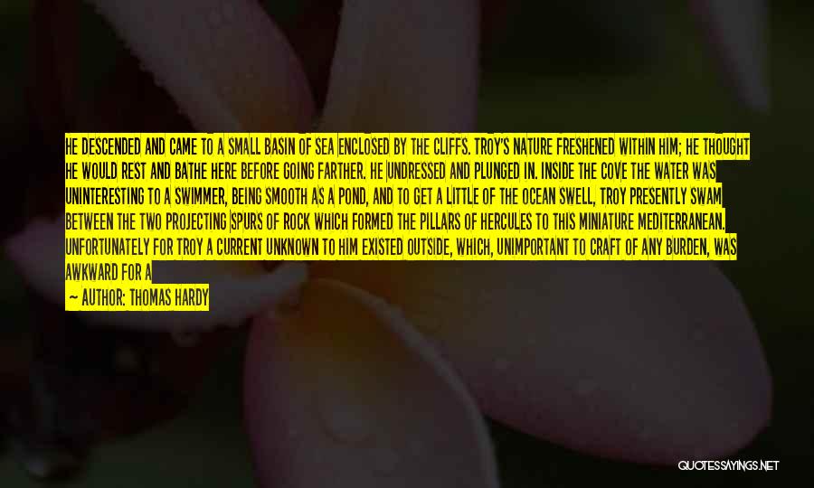 Thomas Hardy Quotes: He Descended And Came To A Small Basin Of Sea Enclosed By The Cliffs. Troy's Nature Freshened Within Him; He
