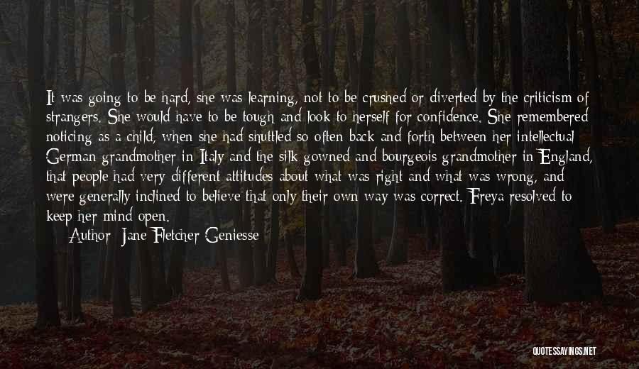 Jane Fletcher Geniesse Quotes: It Was Going To Be Hard, She Was Learning, Not To Be Crushed Or Diverted By The Criticism Of Strangers.