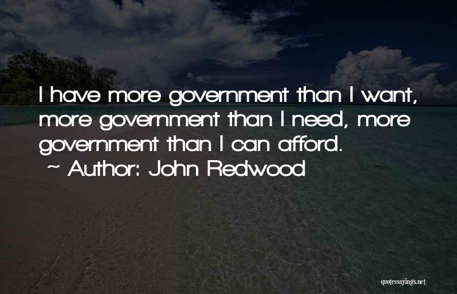 John Redwood Quotes: I Have More Government Than I Want, More Government Than I Need, More Government Than I Can Afford.