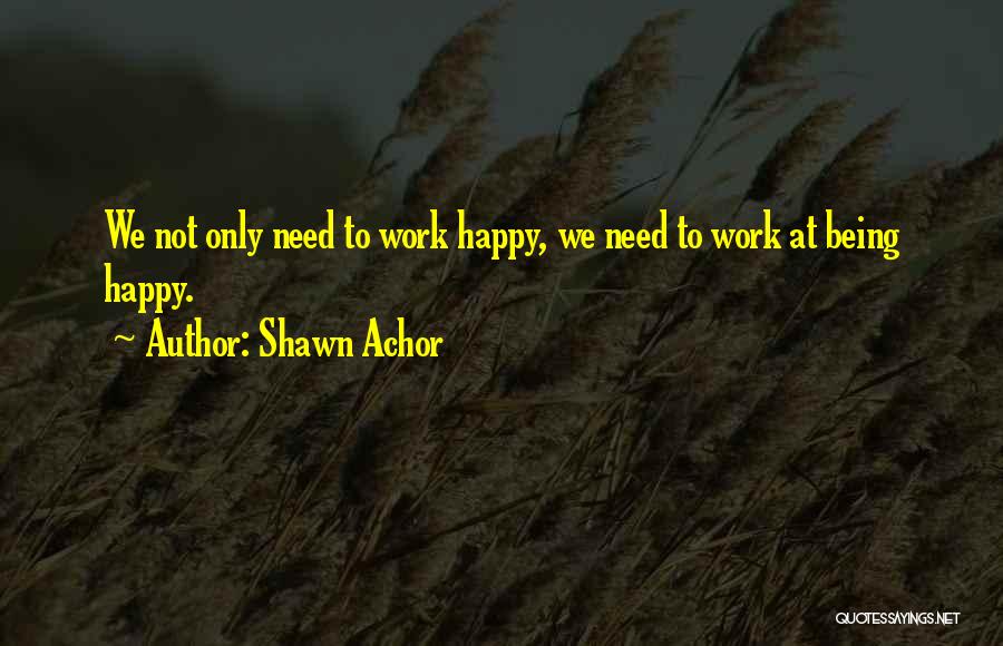 Shawn Achor Quotes: We Not Only Need To Work Happy, We Need To Work At Being Happy.