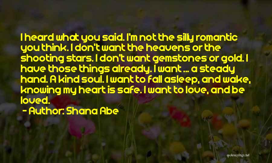 Shana Abe Quotes: I Heard What You Said. I'm Not The Silly Romantic You Think. I Don't Want The Heavens Or The Shooting