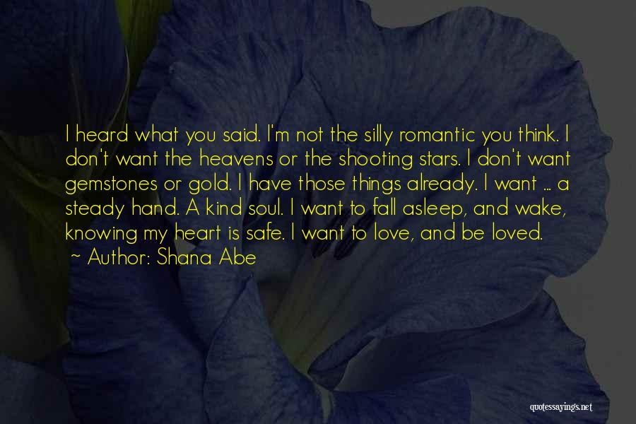 Shana Abe Quotes: I Heard What You Said. I'm Not The Silly Romantic You Think. I Don't Want The Heavens Or The Shooting