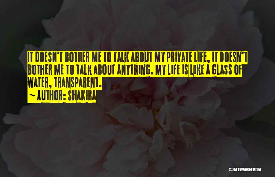 Shakira Quotes: It Doesn't Bother Me To Talk About My Private Life, It Doesn't Bother Me To Talk About Anything. My Life