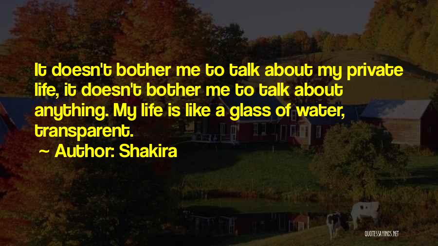 Shakira Quotes: It Doesn't Bother Me To Talk About My Private Life, It Doesn't Bother Me To Talk About Anything. My Life