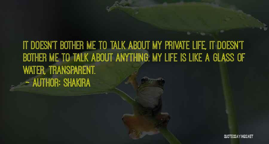 Shakira Quotes: It Doesn't Bother Me To Talk About My Private Life, It Doesn't Bother Me To Talk About Anything. My Life