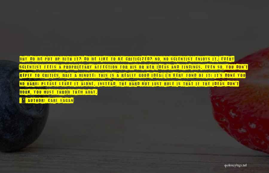 Carl Sagan Quotes: Why Do We Put Up With It? Do We Like To Be Criticized? No, No Scientist Enjoys It. Every Scientist