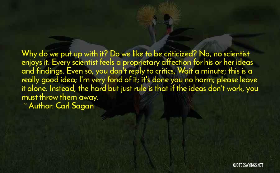 Carl Sagan Quotes: Why Do We Put Up With It? Do We Like To Be Criticized? No, No Scientist Enjoys It. Every Scientist