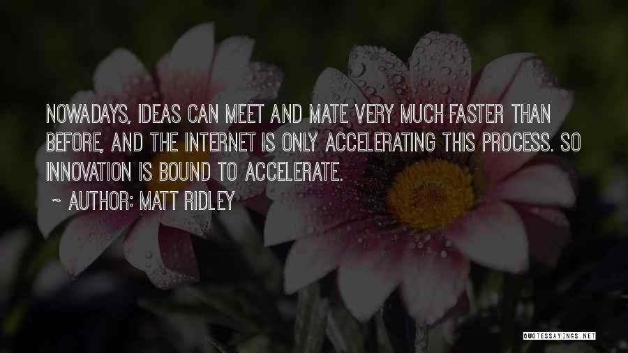 Matt Ridley Quotes: Nowadays, Ideas Can Meet And Mate Very Much Faster Than Before, And The Internet Is Only Accelerating This Process. So