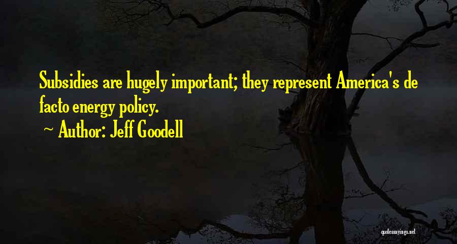 Jeff Goodell Quotes: Subsidies Are Hugely Important; They Represent America's De Facto Energy Policy.