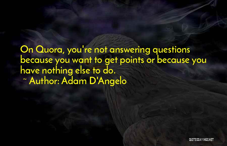 Adam D'Angelo Quotes: On Quora, You're Not Answering Questions Because You Want To Get Points Or Because You Have Nothing Else To Do.
