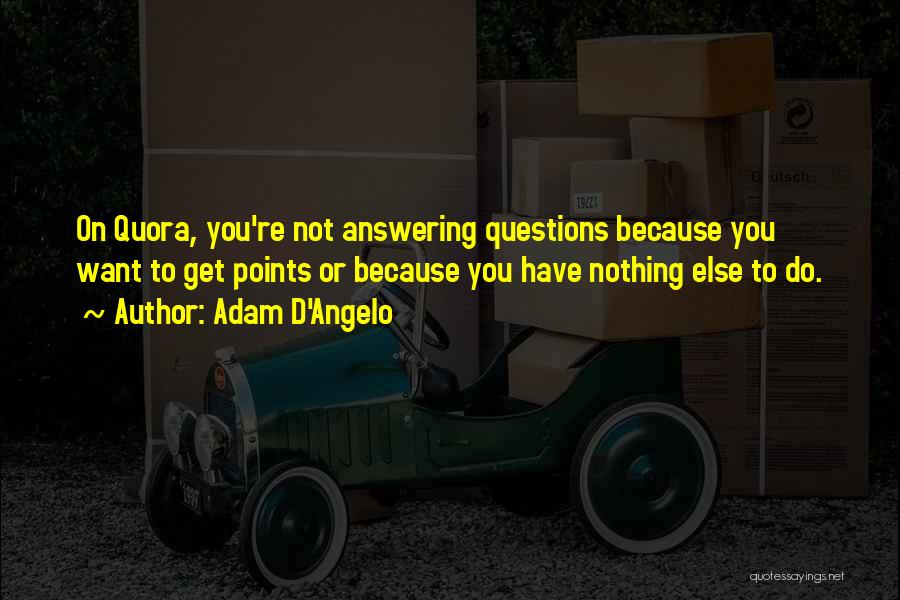 Adam D'Angelo Quotes: On Quora, You're Not Answering Questions Because You Want To Get Points Or Because You Have Nothing Else To Do.