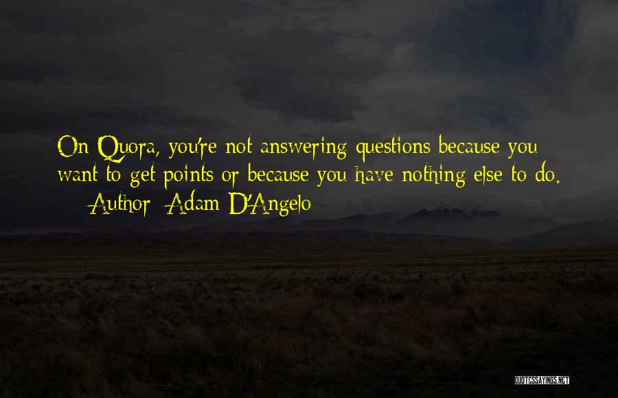 Adam D'Angelo Quotes: On Quora, You're Not Answering Questions Because You Want To Get Points Or Because You Have Nothing Else To Do.