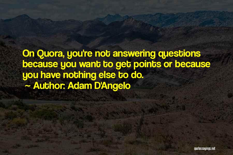 Adam D'Angelo Quotes: On Quora, You're Not Answering Questions Because You Want To Get Points Or Because You Have Nothing Else To Do.