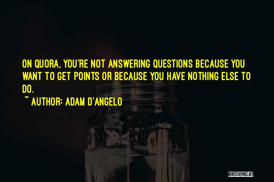 Adam D'Angelo Quotes: On Quora, You're Not Answering Questions Because You Want To Get Points Or Because You Have Nothing Else To Do.