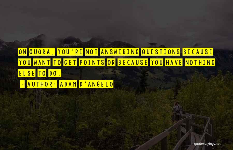 Adam D'Angelo Quotes: On Quora, You're Not Answering Questions Because You Want To Get Points Or Because You Have Nothing Else To Do.